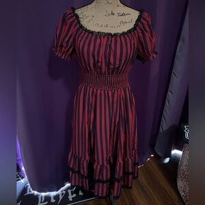 Striped Red & Black Gothic Dress